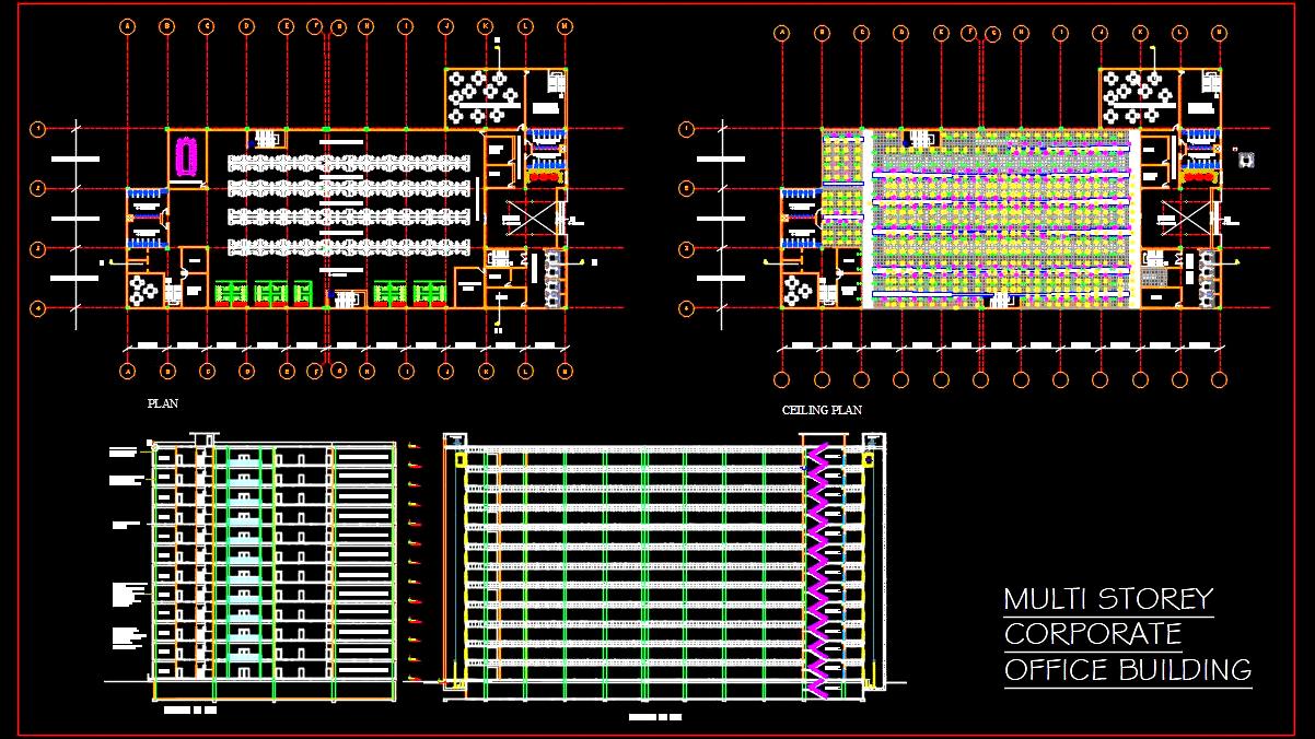 Corporate Office Layout Plan - Autocad Drawing (3400 sq.mt.)